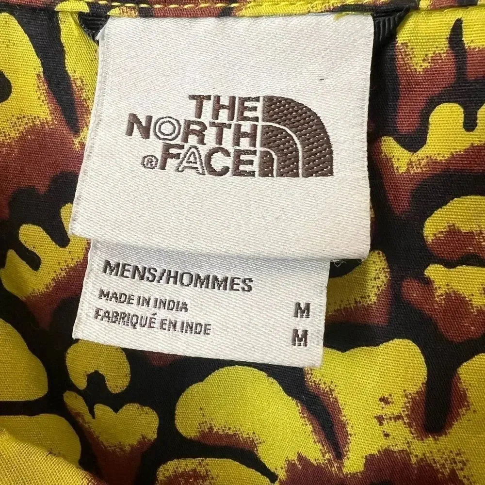 The North Face Yellow and Brown All Over Print button Shirt Size Medium